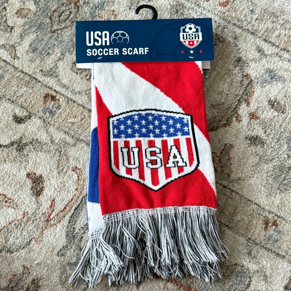 5 for $20 🌻Red and White USA Soccer Scarf with Fringe Tassels